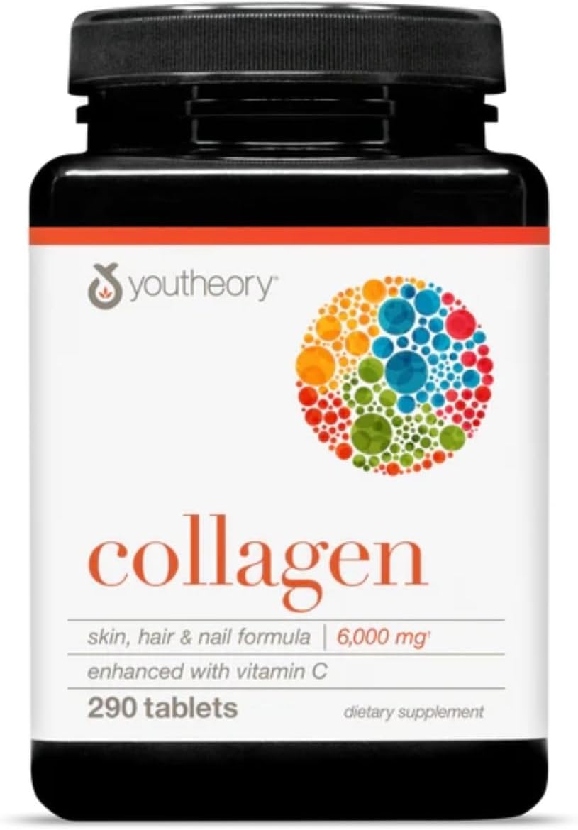 Youtheory Advanced Collagen - 6,000 mg Collagen - with Vitamin C - for Hair, Skin & Nails* - Collagen Supplements for Women and Men - 290 Tablets