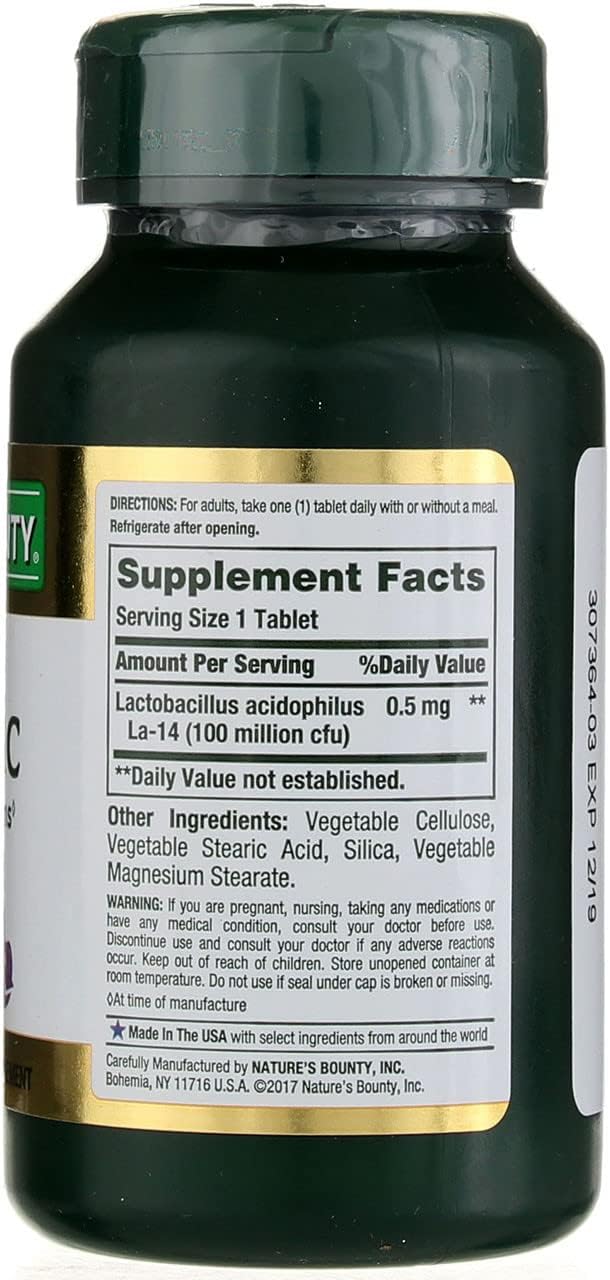 Nature's Bounty Probiotic Acidophilus Tablets, 120 ea - Image 3