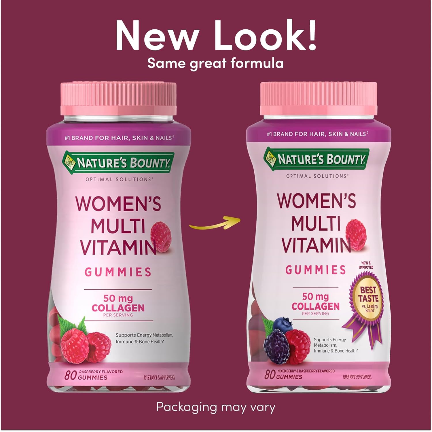 Nature's Bounty Optimal Solutions Women's Multivitamin, Immune and Cellular Energy Support, Bone Health, Raspberry Flavor, 80 Gummies, 40 Total Servings - Image 2