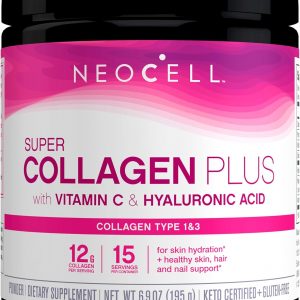 NeoCell Super Collagen Plus With Vitamin C and Hyaluronic Acid, For Skin Hydration and Healthy Skin, Hair and Nails Support, Unflavored, Collagen Powder, 6.9 oz., 1 Canister