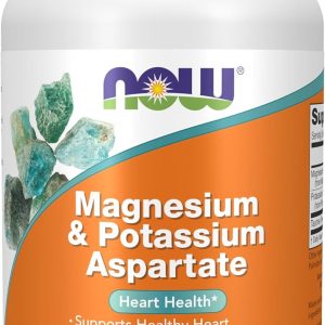 NOW Foods Supplements, Magnesium & Potassium Aspartate with Taurine, Heart Health*, 120 Veg Capsules