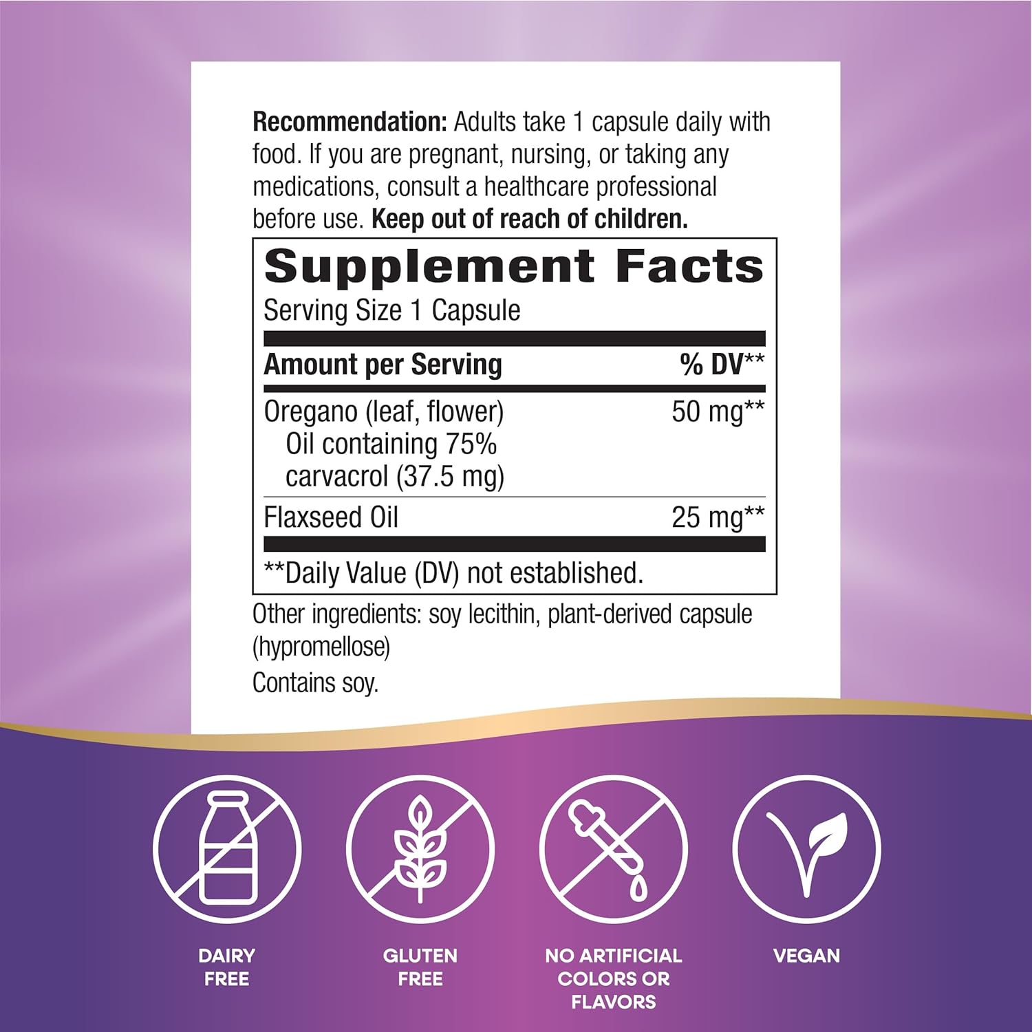 Nature’s Way Oregano Oil – Immune Support Supplement* - 75-85% Carvacrol – Gluten Free – 60 Vegan Capsules - Image 5