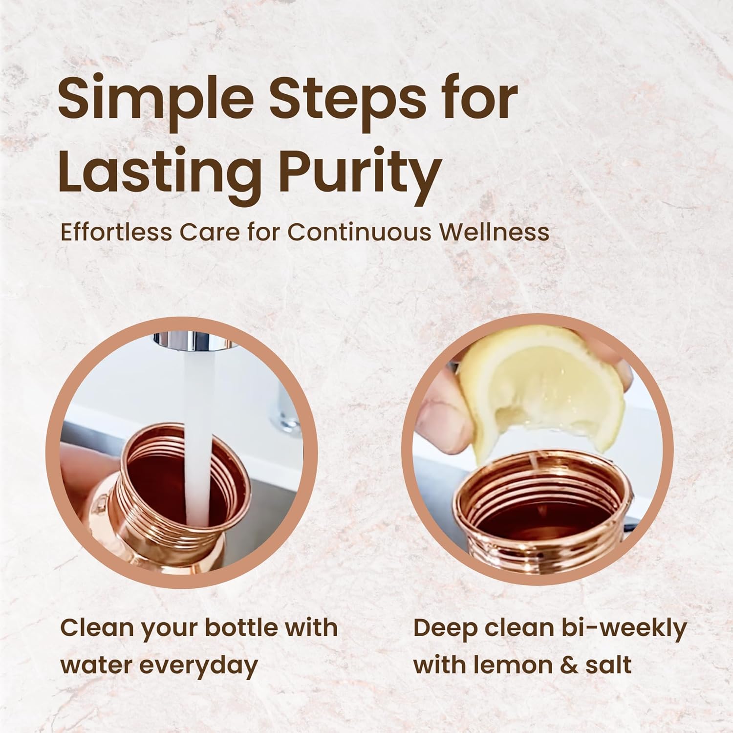 34oz Pure Copper Water Bottle for Drinking – Large Handcrafted Ayurvedic Copper Water Bottle, Leak Proof Lid – Smooth Finish Copper Bottle Water Vessel – 100 Copper Drinking Water Bottle 34 Oz - Image 3